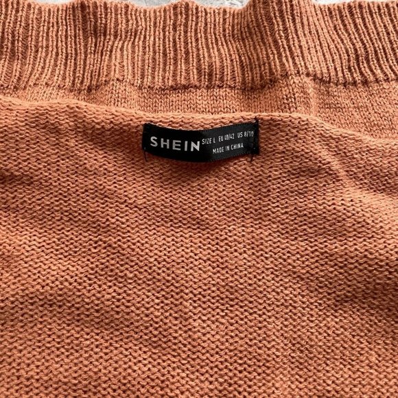 SHEIN Slouchy Sweater Cropped Oversized 3/4 Sleeve Size Large L Orange - Picture 3 of 5